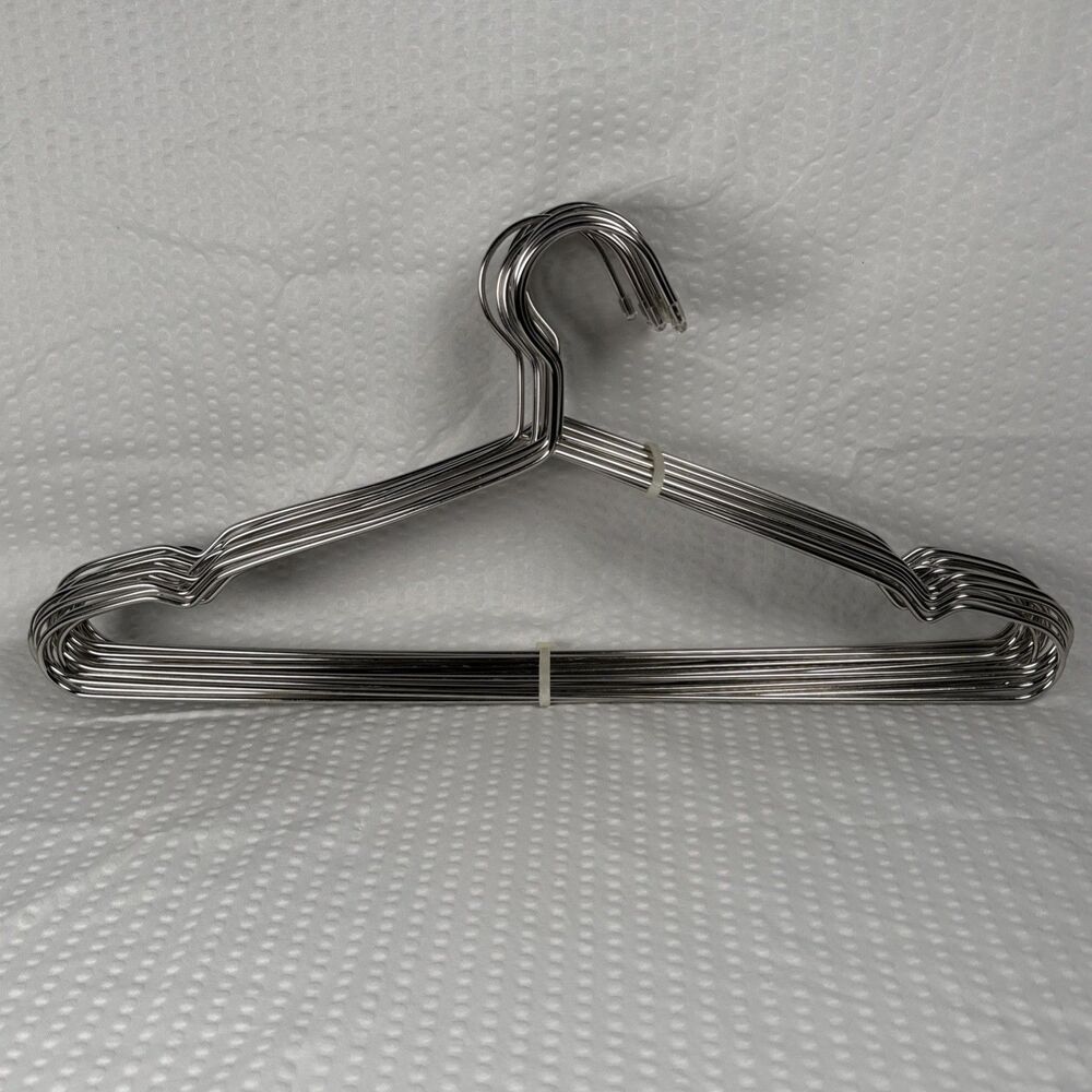 19 Wire Coat Hangers Stainless Steel Heavy Duty Metal Clothes Suit Silver Tone